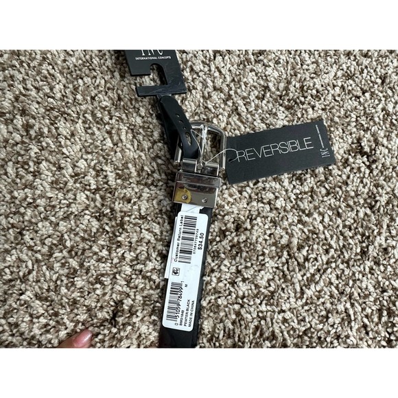 INC International Concepts Reversible Textured Belt Pewter Black Silver M - Picture 3 of 6